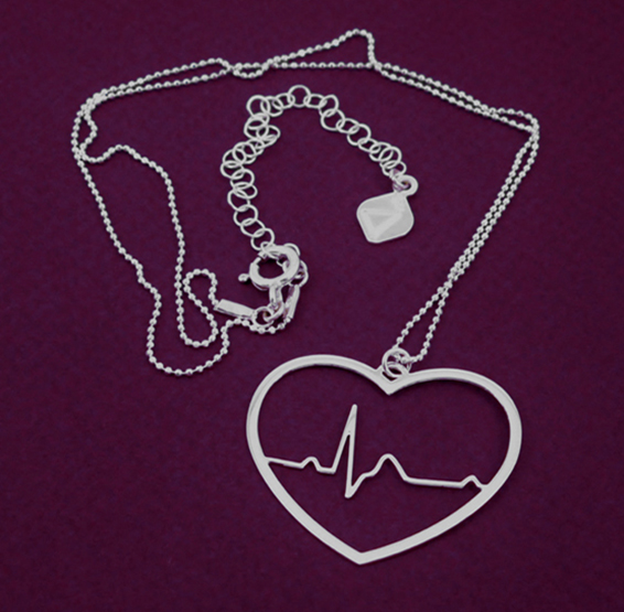 EKG heart in silver