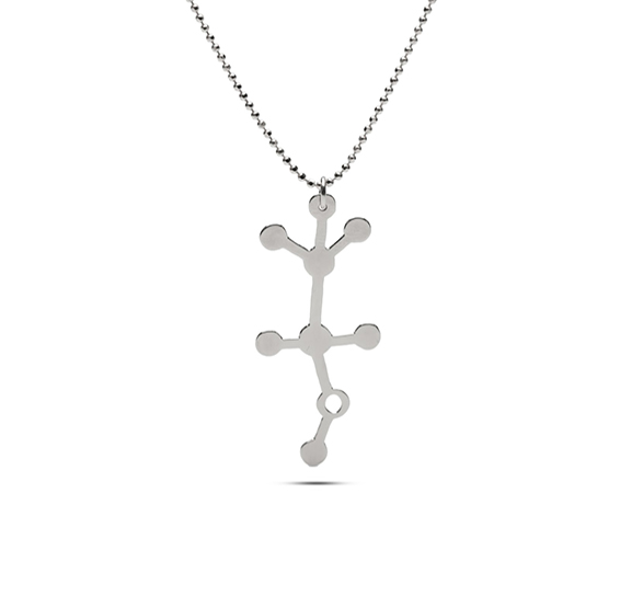 Alcohol molecule Ethanol silver necklace by Delftia Science Jewelry