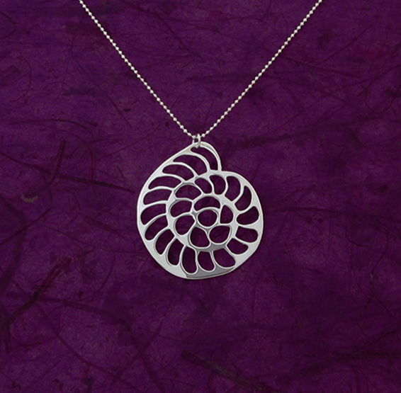 operculina foramenifera silver necklace by Delftia science jewelry