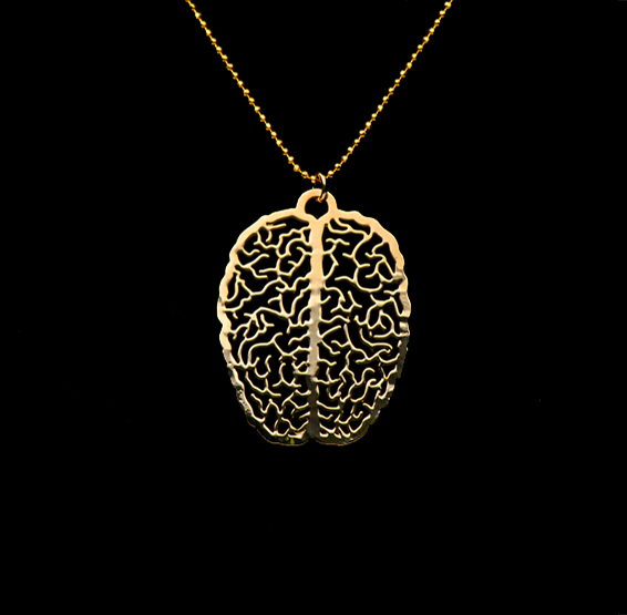 Brain gold necklace by Delftia science jewelry