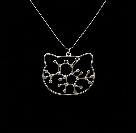 Catnip molecule necklace in silver By Delftia Science Jewelry