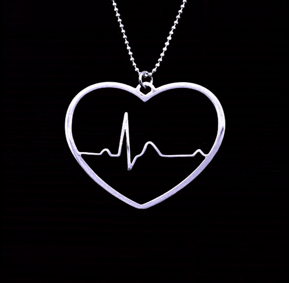 EKG heart in silver