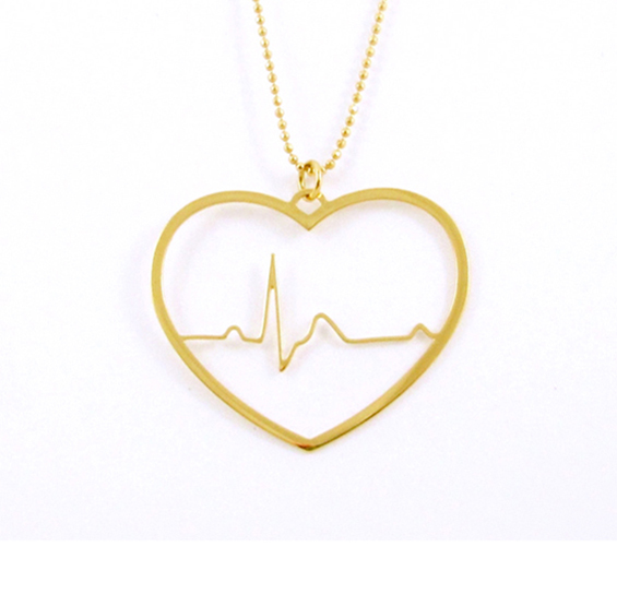 EKG heart in gold