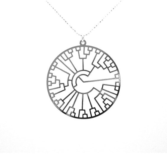 phylogenetic tree evolution silver necklace by Delftia science jewelry