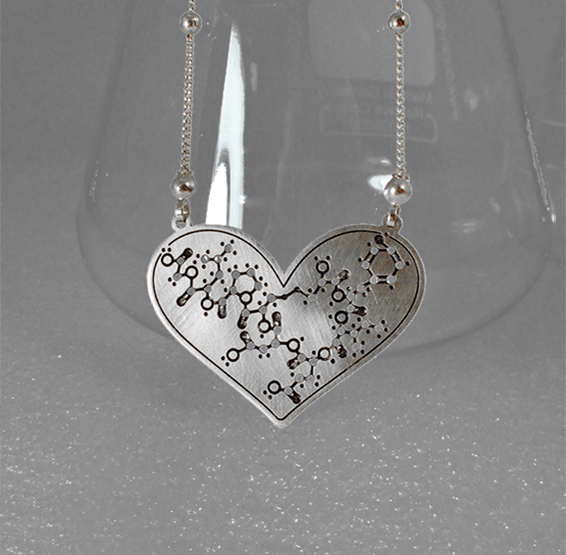 Oxytocin heart silver necklace