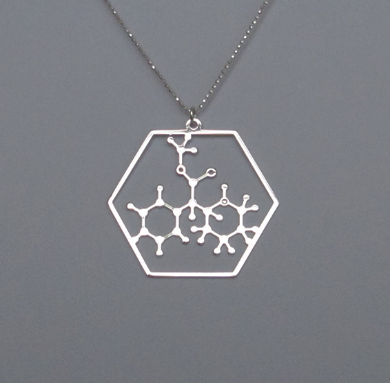 Methylphenidate molecule Ritalin silver necklace by Delftia science jewelry