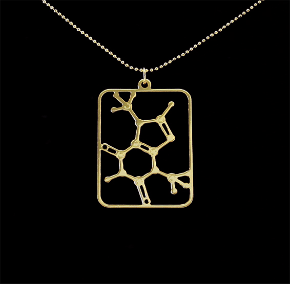 Chocolate Theobromine molecule gold