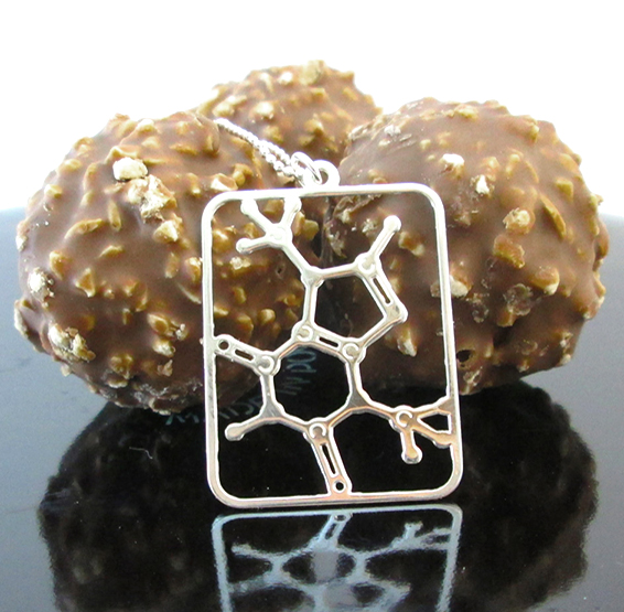 Theobromine molecule chcolate silver necklace by Delftia
