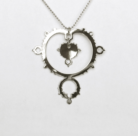 Mandelbrot set fractal silver necklace by Delftia science jewelry