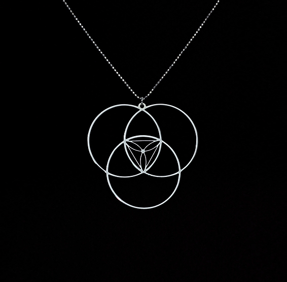 Circles Reuleaux triangle necklace by Delftia Science Jewelry