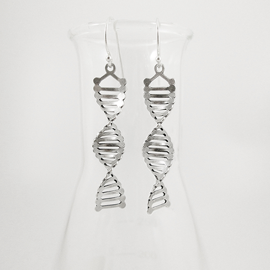 DNA silver earrings by Delftia Science Jewelry