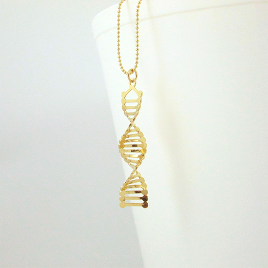 DNA gold necklace by Delftia Science Jewelry