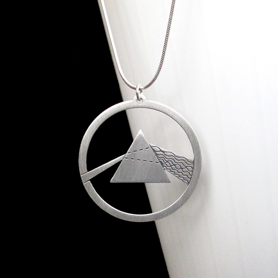 Dark side of the moon silver physics necklace by Delftia science jewelry
