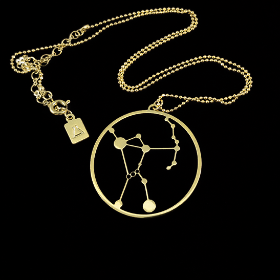 Orion constellation necklace in gold by Delftia Science Jewelry