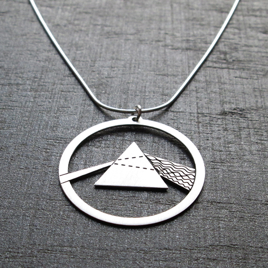 Prism dark side silver necklace by Delftia science jewelry