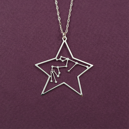 Aquarius constellation necklace in silver by Delftia Science Jewelry