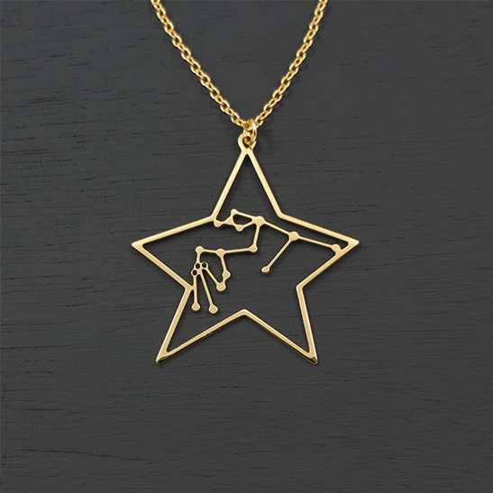 Aquarius necklace gold by Delftia Science Jewelry