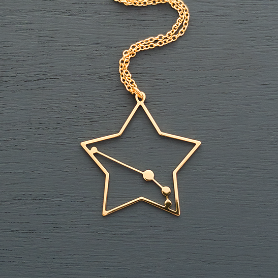 Aries necklace constellation in gold by Delftia Science Jewelry