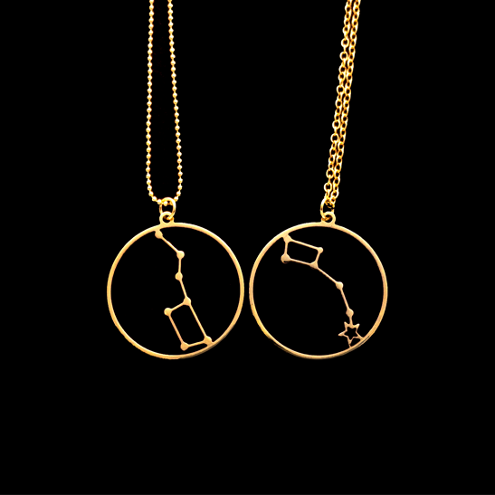 Big Dipper and Little Dipper set gold necklaces by Delftia Science Jewelry
