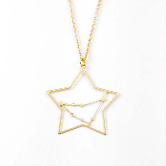 Capricorn constellation gold necklace by Delftia Science Jewelry