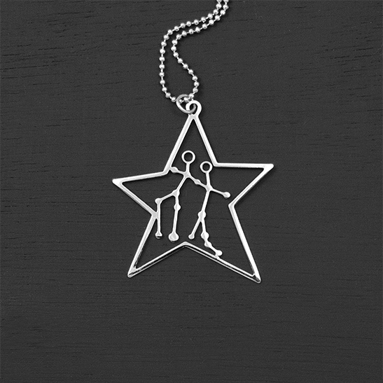 Gemini necklace in silver star by Delftia Science Jewelry