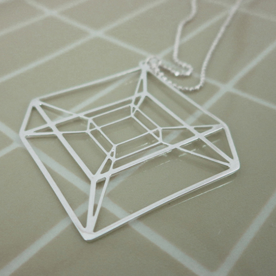 Hypercube necklace in silver by Delftia Science Jewelry