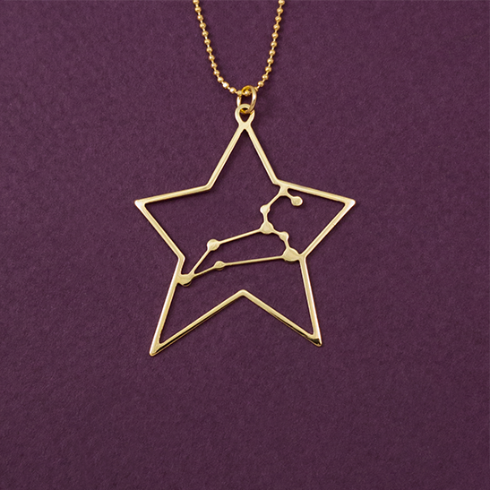 Leo necklace gold constellation by Delftia Science Jewelry