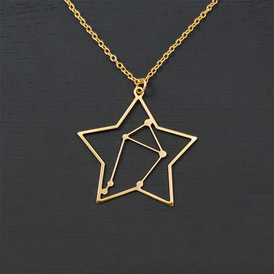 Libra constellation in gold by Delftia Science Jewelry