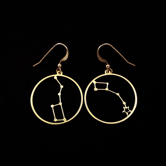 Little dipper and Big dipper constellation earrings by Delftia Science Jewelry