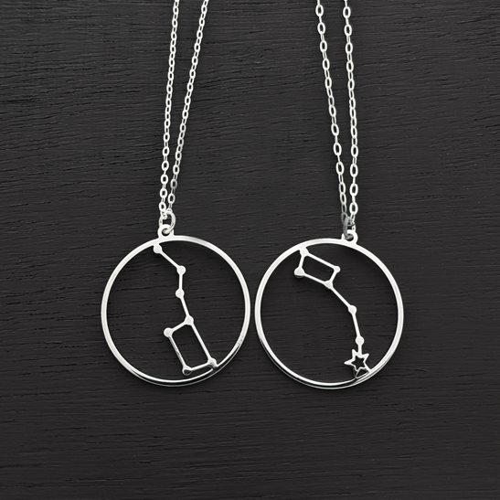 Little dipper and Big dipper set silver necklaces by Delftia Science Jewelry