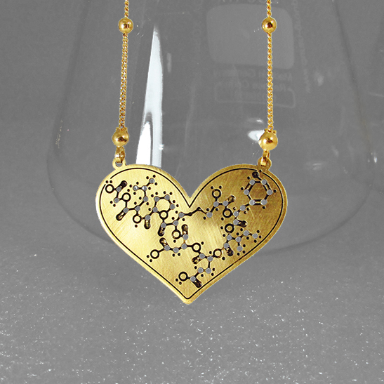 Oxytocin heart gold by Delftia Science Jewelry