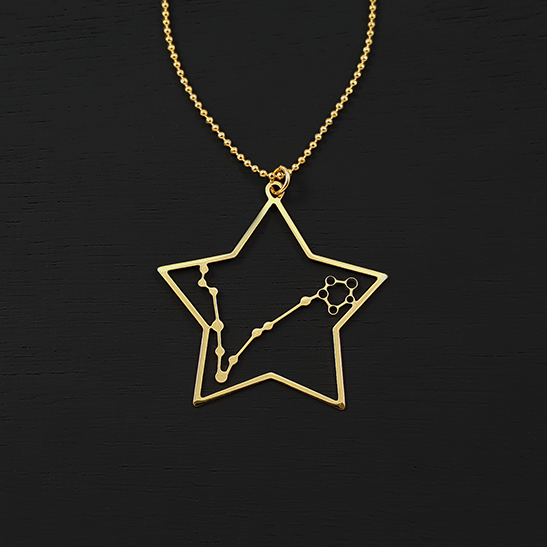 Pisces necklace in gold by Delftia Science Jewelry