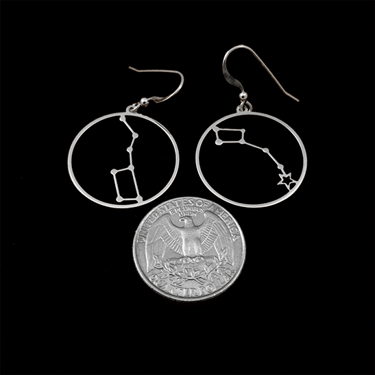 Silver Little Dipper and Big Dipper earrings by Delftia Science Jewelry