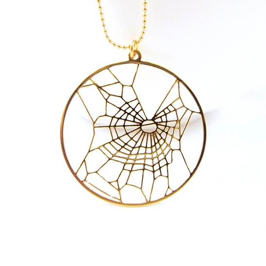 Spiderweb THC gold necklace by Delftia Science Jewelry