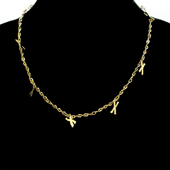 DNA-gold-necklace-with-chromosomes-charms by Delftia Science Jewelry