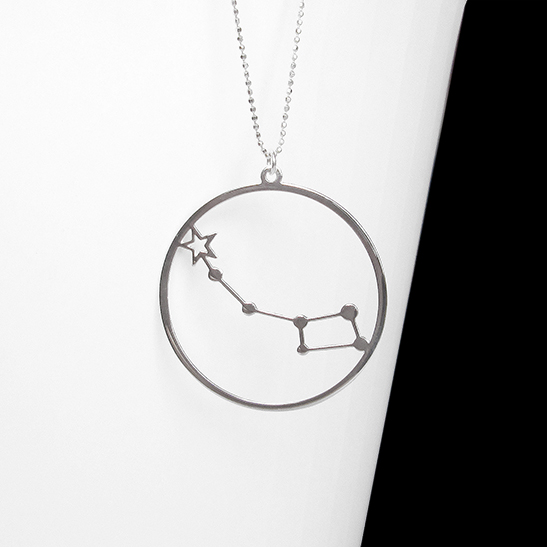 Little dipper with Polaris silver necklace by Delftia Science jewelry