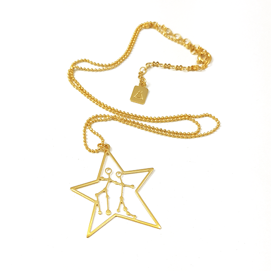 Gemini constellation necklace gold by Delftia Science jewelry