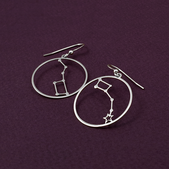 Big dipper and Little dipper constellation silver earrings by Delftia Science Jewelry