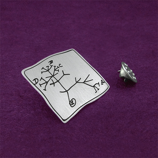 Darwin evolution tree pin in silver by-Delftia-Science-Jewelry